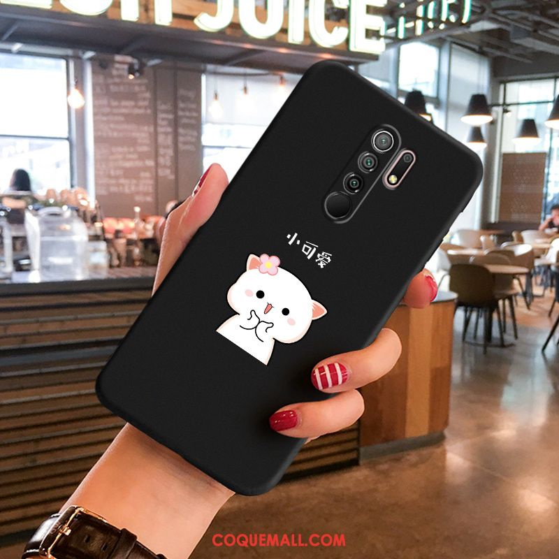 Étui Redmi 9 Silicone Dessin Animé Tendance, Coque Redmi 9 Personnalité Noir Beige