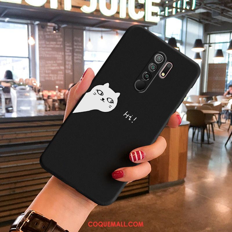 Étui Redmi 9 Silicone Dessin Animé Tendance, Coque Redmi 9 Personnalité Noir Beige