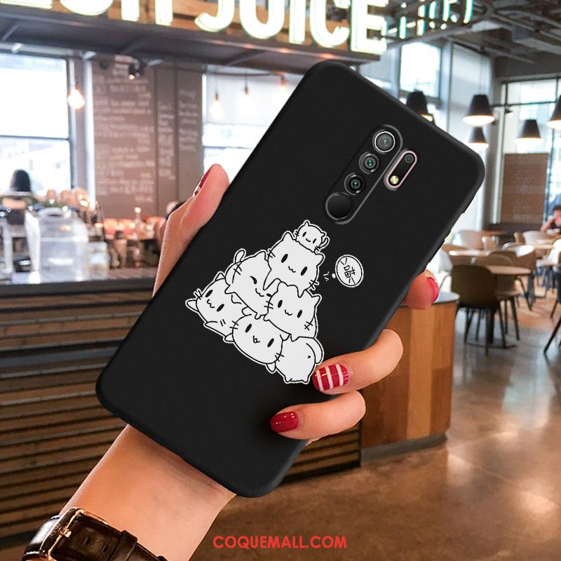 Étui Redmi 9 Silicone Dessin Animé Tendance, Coque Redmi 9 Personnalité Noir Beige