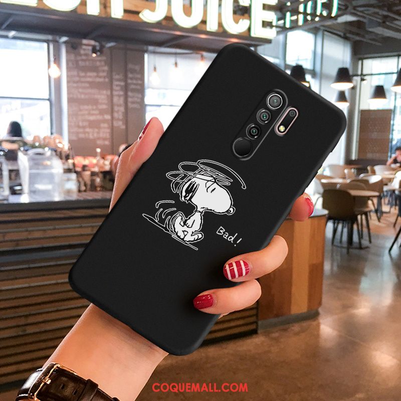 Étui Redmi 9 Silicone Dessin Animé Tendance, Coque Redmi 9 Personnalité Noir Beige