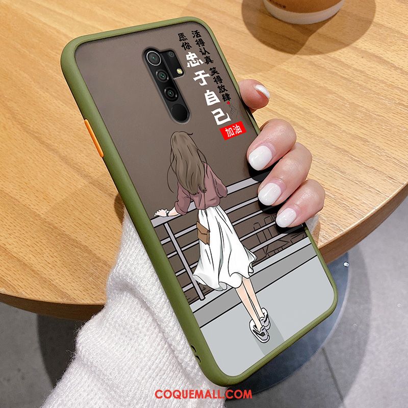 Étui Redmi 9 Transparent Marque De Tendance Silicone, Coque Redmi 9 Délavé En Daim Téléphone Portable Beige