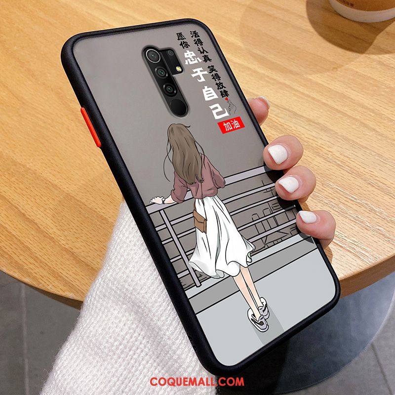 Étui Redmi 9 Transparent Marque De Tendance Silicone, Coque Redmi 9 Délavé En Daim Téléphone Portable Beige