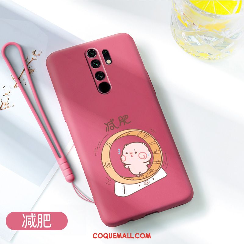 Étui Redmi 9 Très Mince Tempérer Petit, Coque Redmi 9 Tendance Rouge Beige