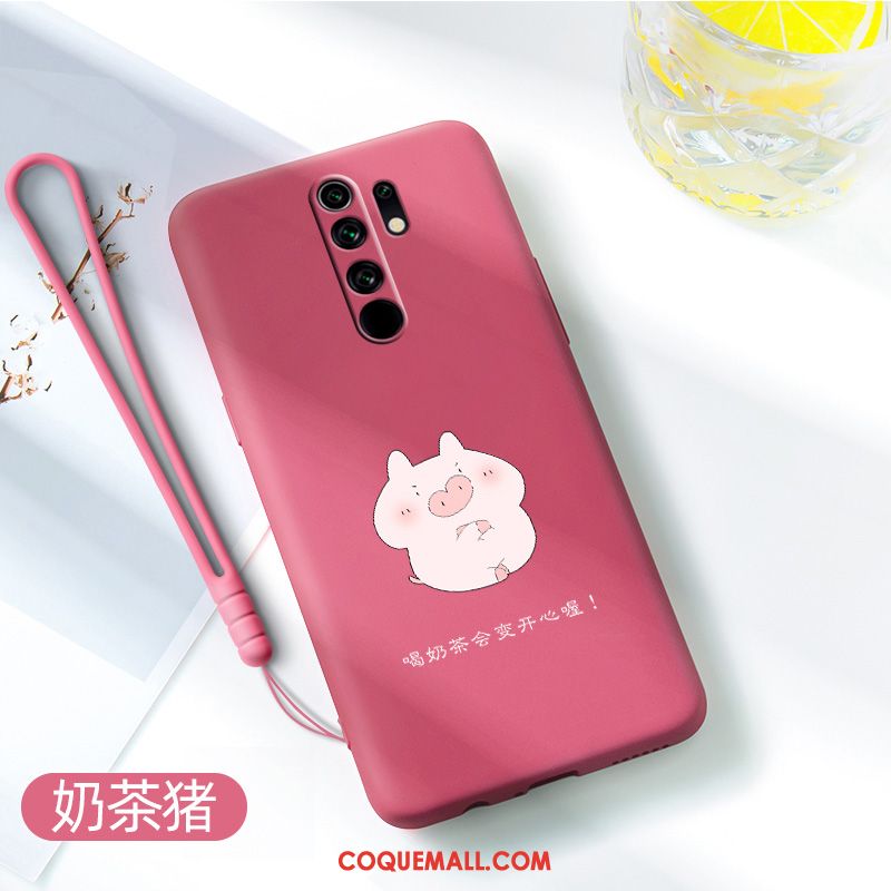 Étui Redmi 9 Très Mince Tempérer Petit, Coque Redmi 9 Tendance Rouge Beige