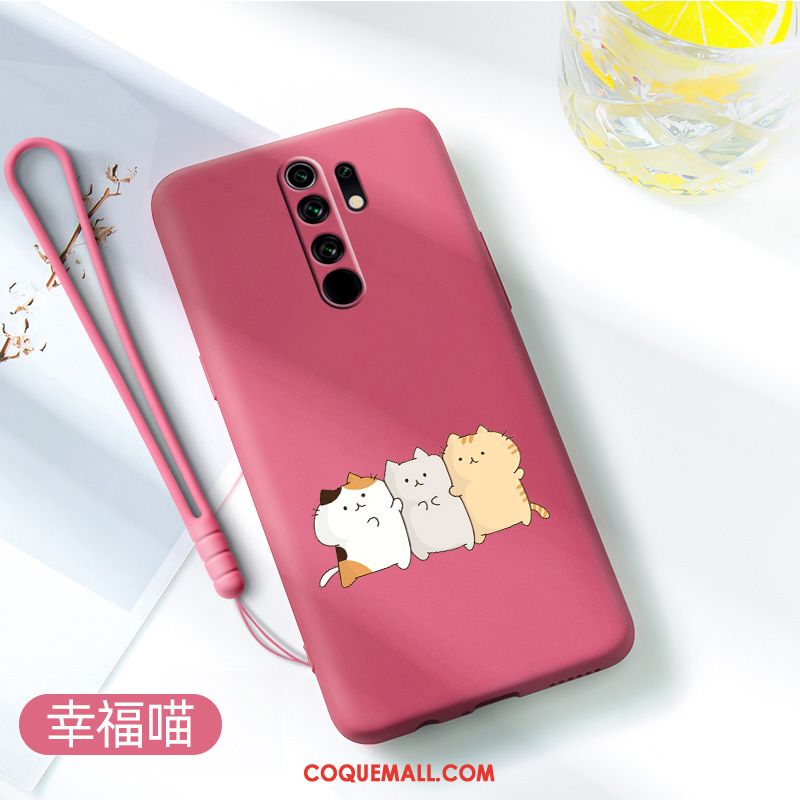 Étui Redmi 9 Très Mince Tempérer Petit, Coque Redmi 9 Tendance Rouge Beige