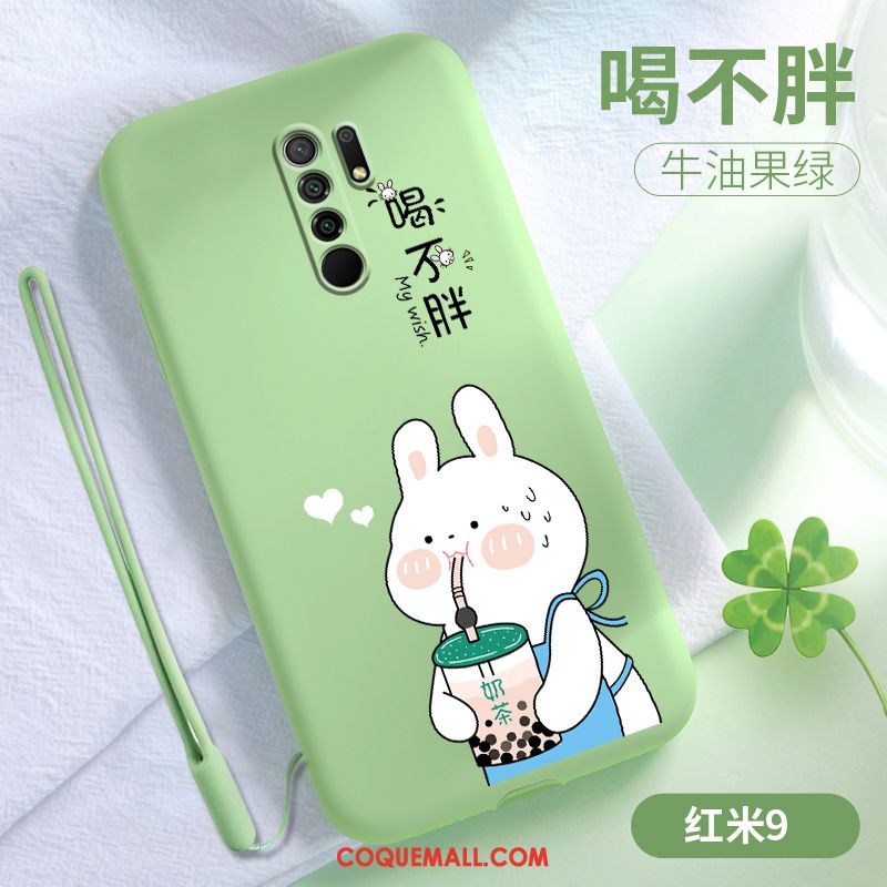 Étui Redmi 9 Vent Fluide Doux Bleu, Coque Redmi 9 Dessin Animé Créatif Beige