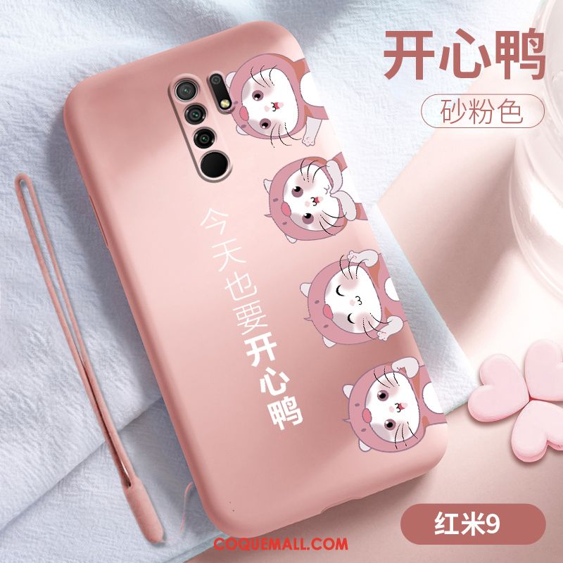 Étui Redmi 9 Vent Fluide Doux Bleu, Coque Redmi 9 Dessin Animé Créatif Beige