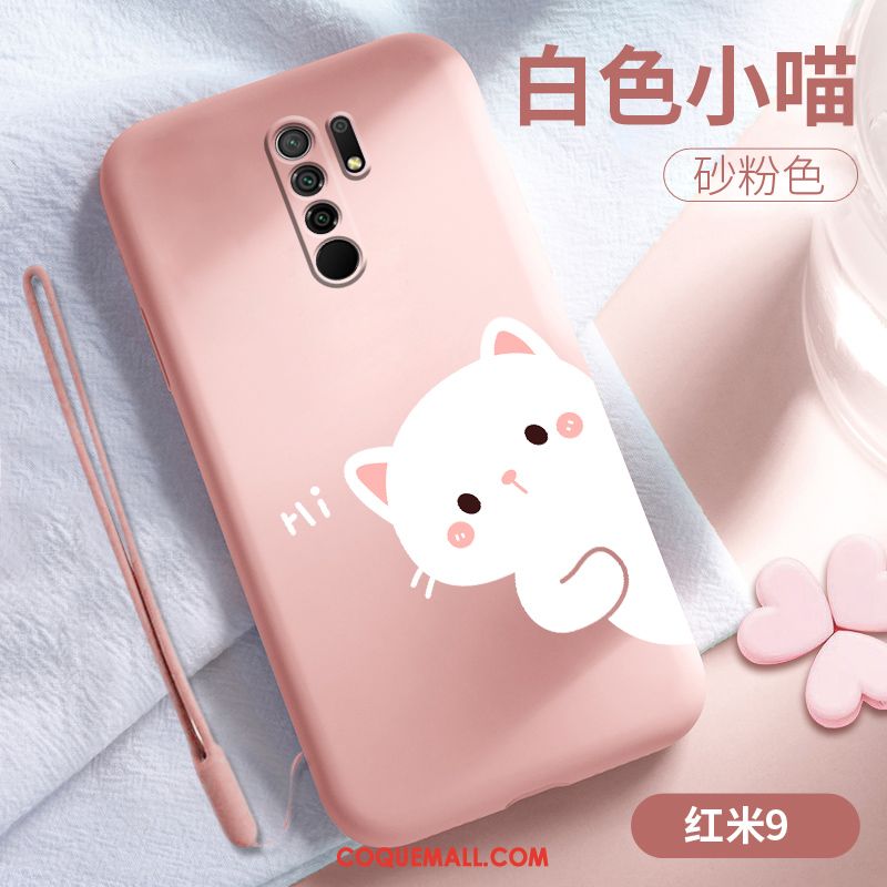 Étui Redmi 9 Vent Fluide Doux Bleu, Coque Redmi 9 Dessin Animé Créatif Beige