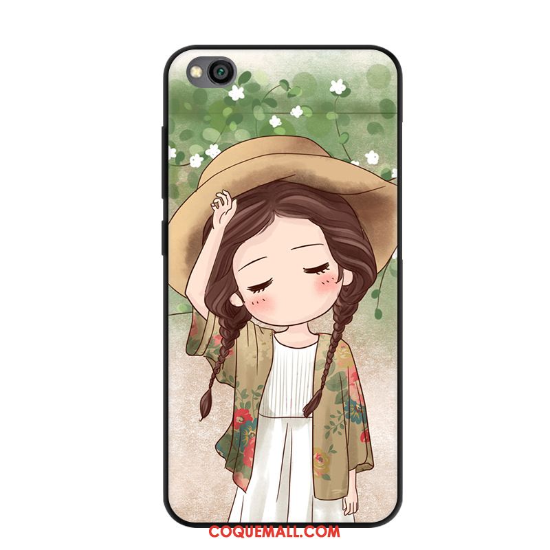 Étui Redmi Go Dessin Animé Incassable Rose, Coque Redmi Go Téléphone Portable Délavé En Daim Beige