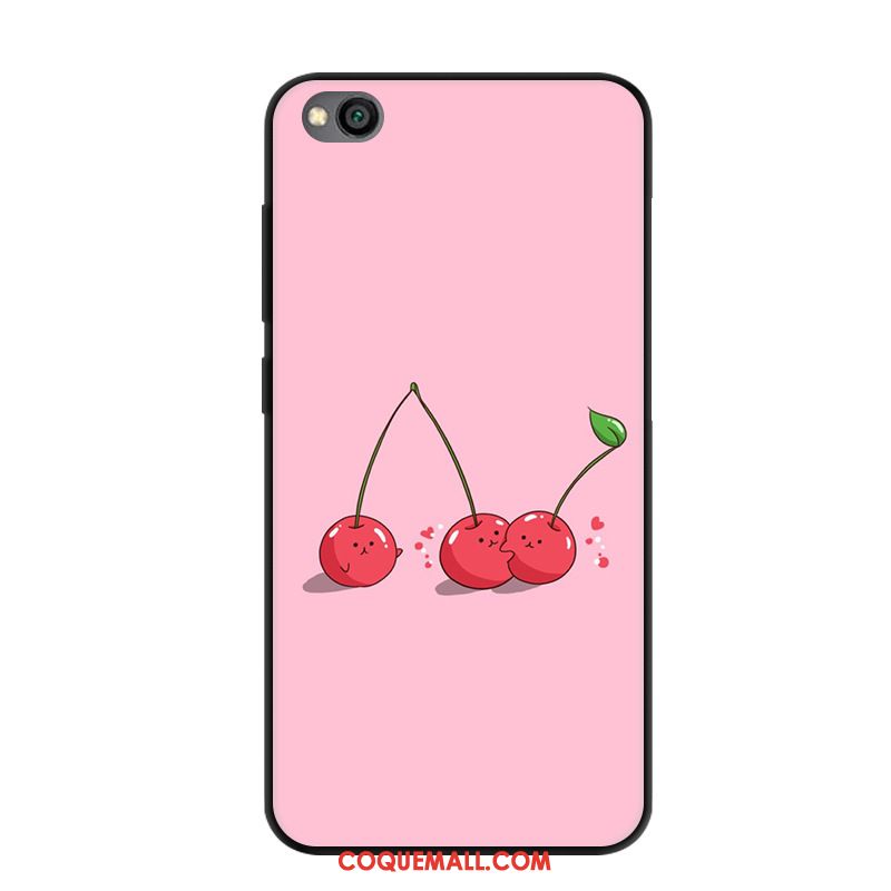 Étui Redmi Go Dessin Animé Incassable Rose, Coque Redmi Go Téléphone Portable Délavé En Daim Beige