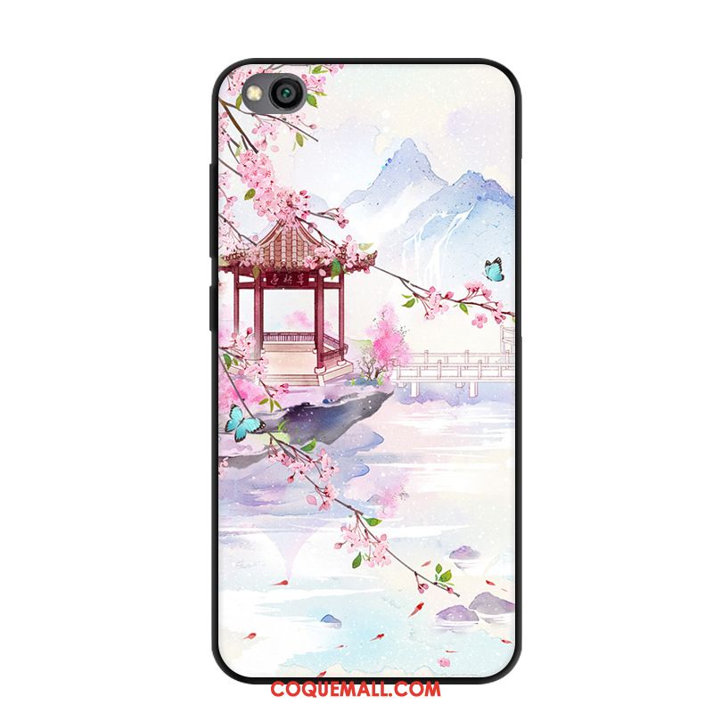 Étui Redmi Go Dessin Animé Incassable Rose, Coque Redmi Go Téléphone Portable Délavé En Daim Beige