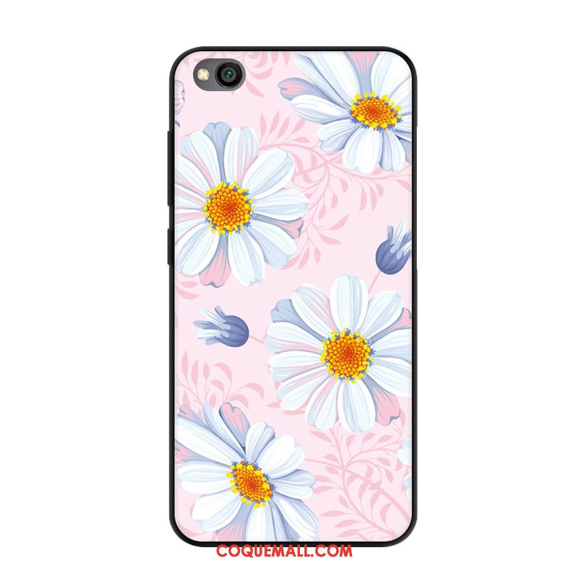 Étui Redmi Go Dessin Animé Incassable Rose, Coque Redmi Go Téléphone Portable Délavé En Daim Beige