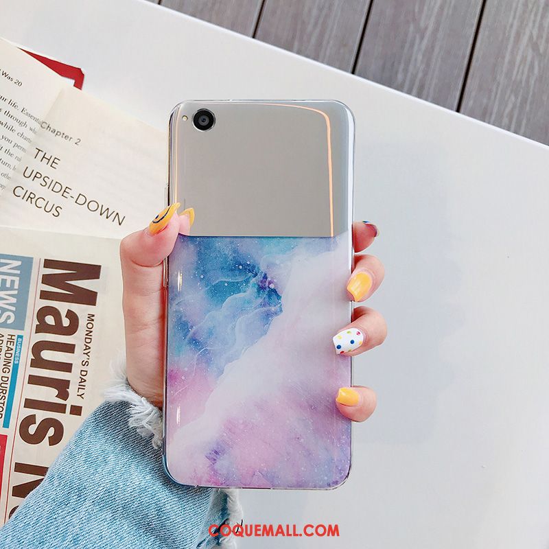 Étui Redmi Go Incassable Grand Miroir, Coque Redmi Go Tendance Rouge Beige