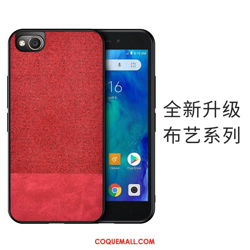 Étui Redmi Go Téléphone Portable Imprimé Rouge, Coque Redmi Go Tissu Petit Beige