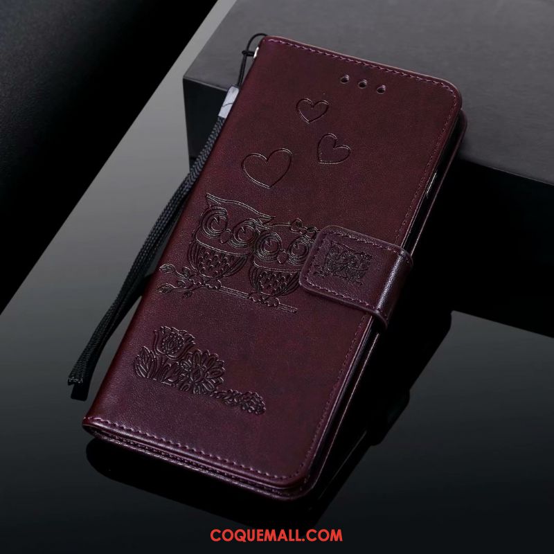 Étui Redmi Note 6 Pro Bleu Rouge En Cuir, Coque Redmi Note 6 Pro Silicone Incassable Beige