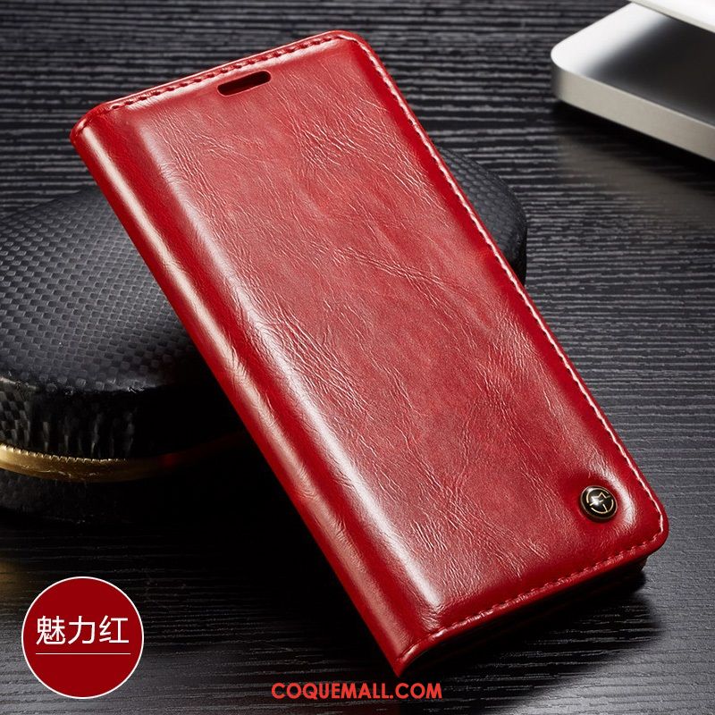 Étui Redmi Note 6 Pro Membrane Vintage Rouge, Coque Redmi Note 6 Pro Tempérer Téléphone Portable Braun Beige