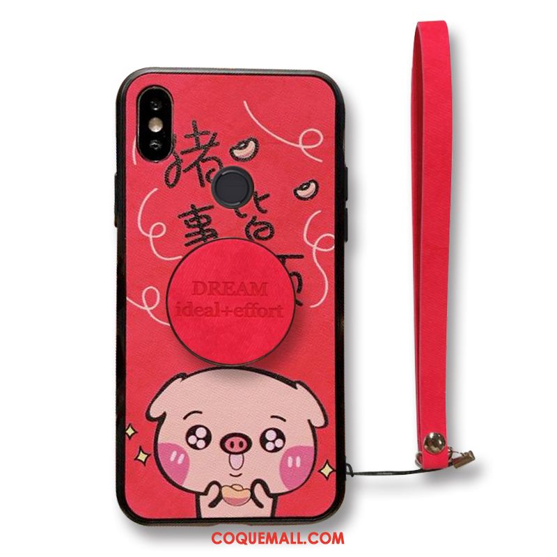 Étui Redmi Note 6 Pro Ornements Suspendus Support Silicone, Coque Redmi Note 6 Pro Protection Fluide Doux Beige