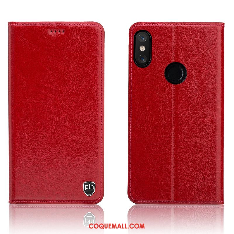 Étui Redmi Note 6 Pro Rouge Cuir Véritable Petit, Coque Redmi Note 6 Pro Téléphone Portable En Cuir Braun Beige