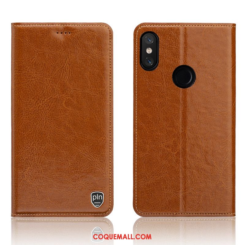 Étui Redmi Note 6 Pro Rouge Cuir Véritable Petit, Coque Redmi Note 6 Pro Téléphone Portable En Cuir Braun Beige