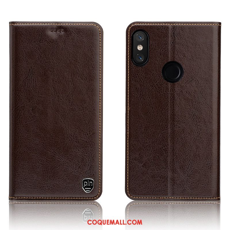 Étui Redmi Note 6 Pro Rouge Cuir Véritable Petit, Coque Redmi Note 6 Pro Téléphone Portable En Cuir Braun Beige