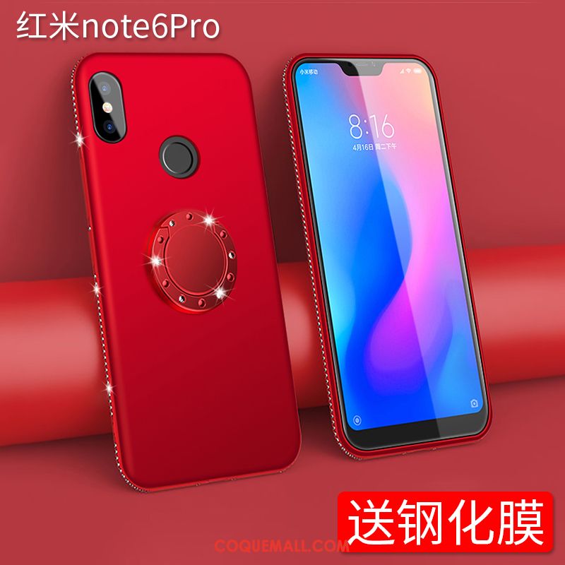 Étui Redmi Note 6 Pro Rouge Violet Protection, Coque Redmi Note 6 Pro Téléphone Portable Essentiel Beige