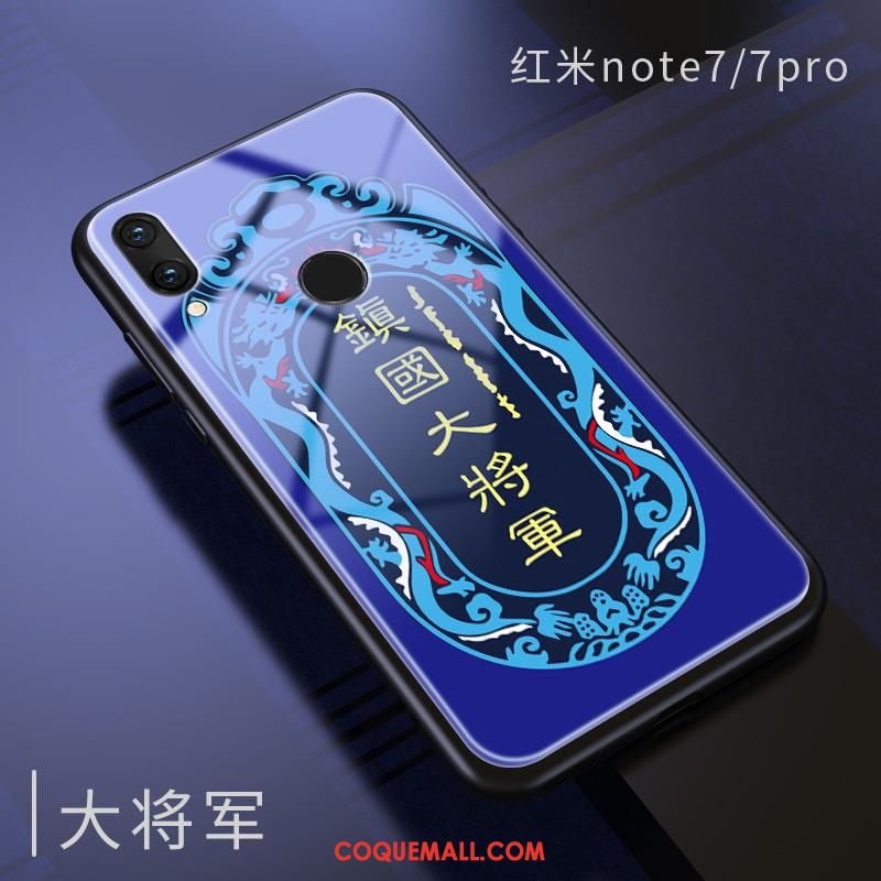 Étui Redmi Note 7 Bleu Verre Téléphone Portable, Coque Redmi Note 7 Incassable Fluide Doux Beige