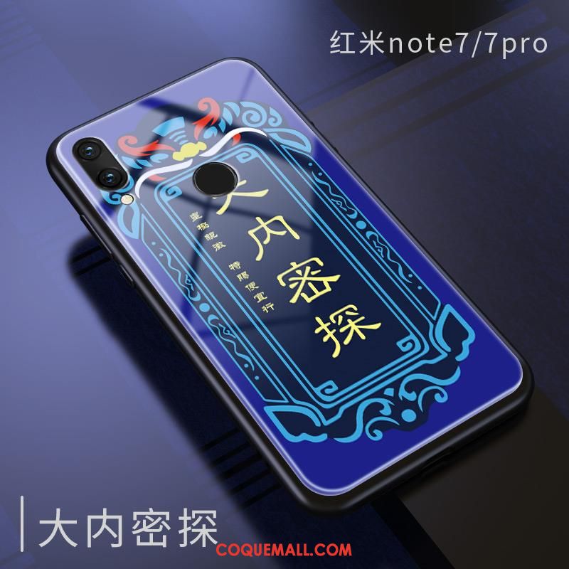 Étui Redmi Note 7 Bleu Verre Téléphone Portable, Coque Redmi Note 7 Incassable Fluide Doux Beige