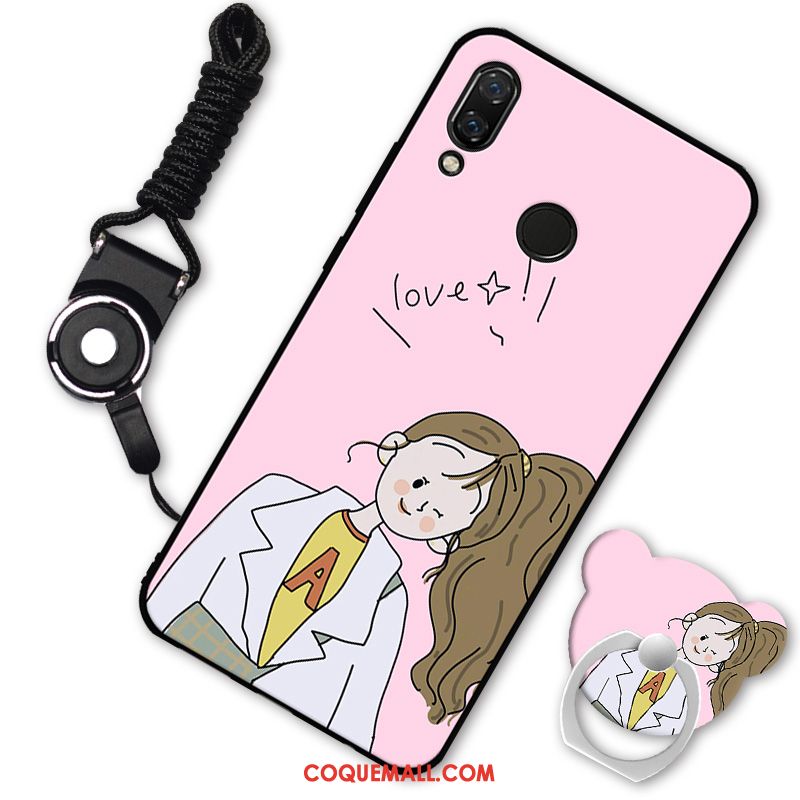 Étui Redmi Note 7 Incassable Fluide Doux Silicone, Coque Redmi Note 7 Rose Téléphone Portable Beige