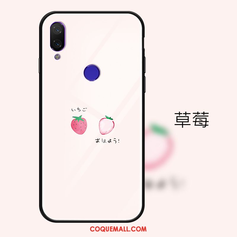 Étui Redmi Note 7 Incassable Verre Trempé Or, Coque Redmi Note 7 Rose Miroir Beige