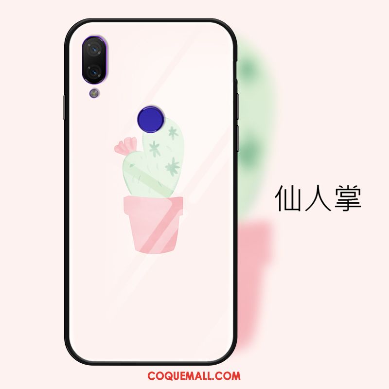 Étui Redmi Note 7 Incassable Verre Trempé Or, Coque Redmi Note 7 Rose Miroir Beige