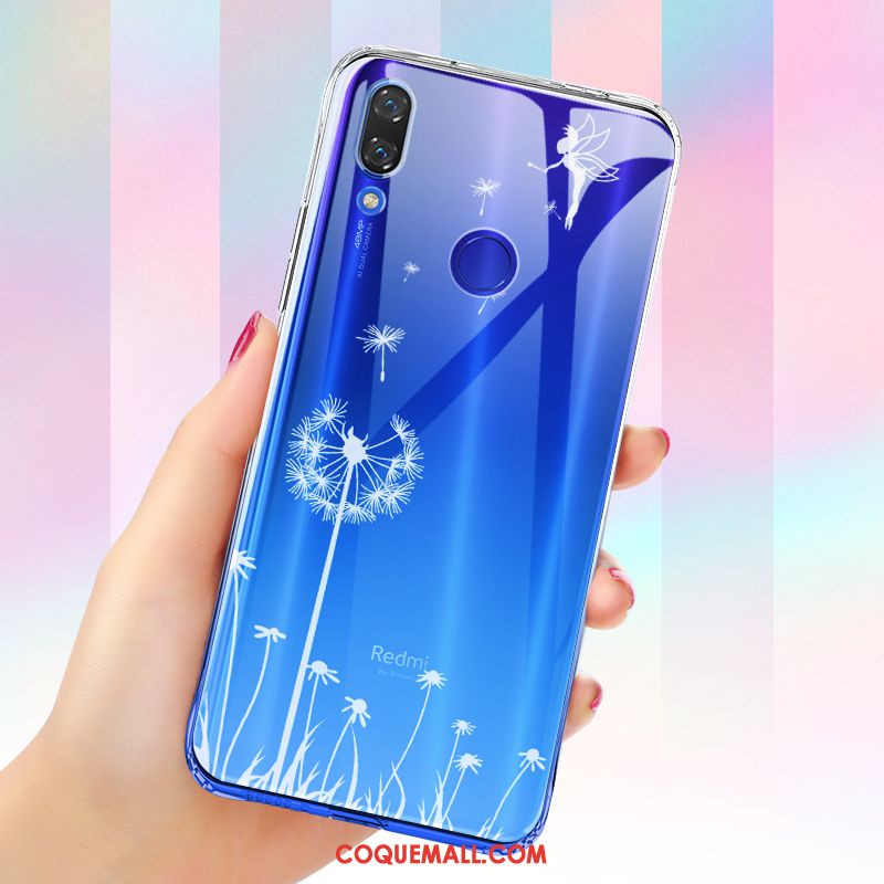 Étui Redmi Note 7 Ornements Suspendus Fluide Doux Dégradé, Coque Redmi Note 7 Transparent Bleu Beige