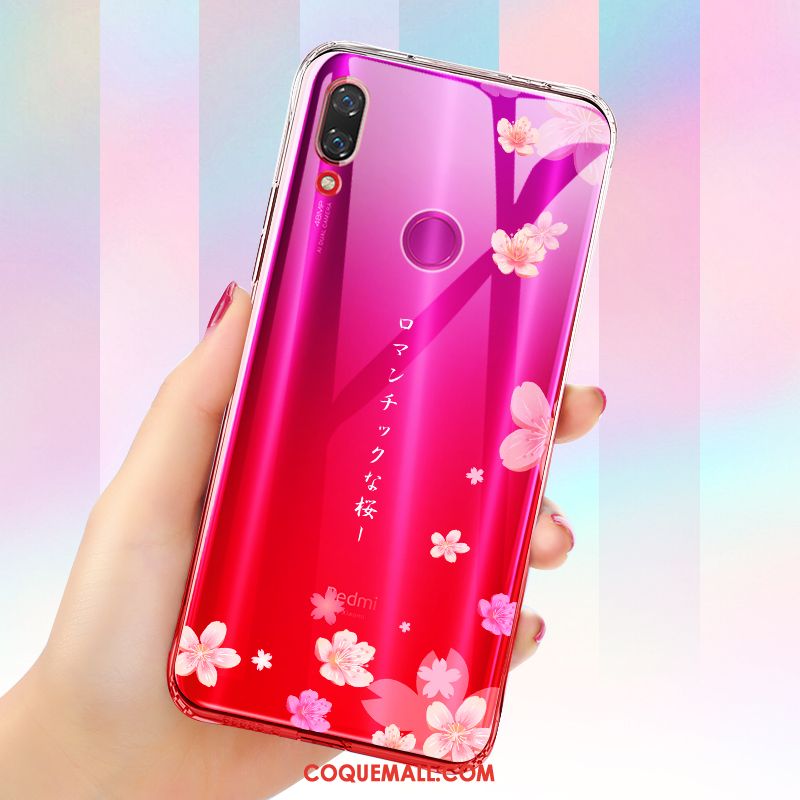 Étui Redmi Note 7 Ornements Suspendus Fluide Doux Dégradé, Coque Redmi Note 7 Transparent Bleu Beige