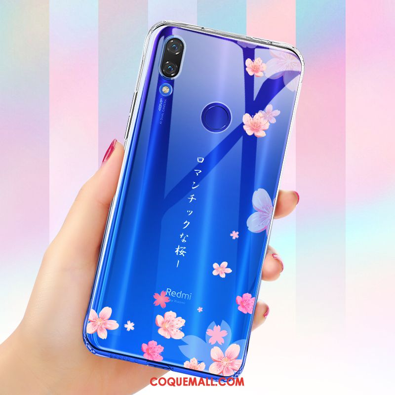 Étui Redmi Note 7 Ornements Suspendus Fluide Doux Dégradé, Coque Redmi Note 7 Transparent Bleu Beige