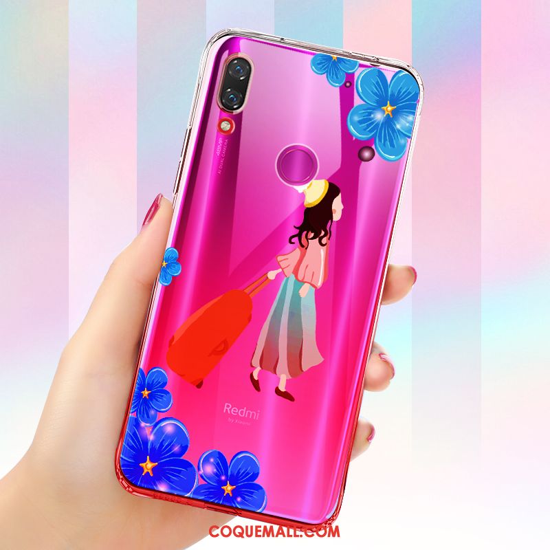 Étui Redmi Note 7 Ornements Suspendus Fluide Doux Dégradé, Coque Redmi Note 7 Transparent Bleu Beige