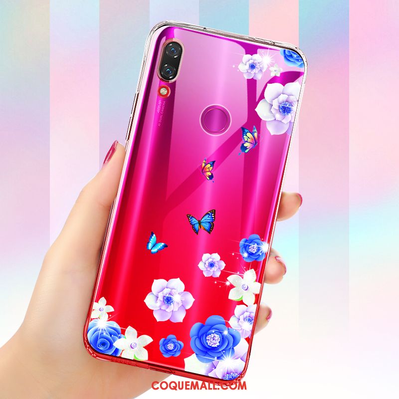 Étui Redmi Note 7 Ornements Suspendus Fluide Doux Dégradé, Coque Redmi Note 7 Transparent Bleu Beige