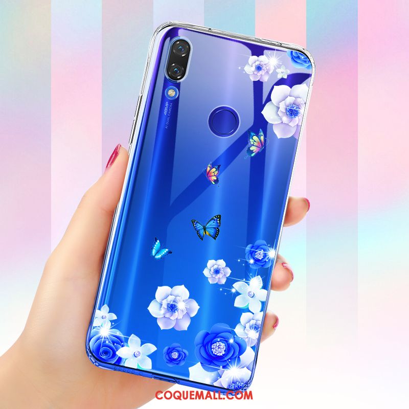 Étui Redmi Note 7 Ornements Suspendus Fluide Doux Dégradé, Coque Redmi Note 7 Transparent Bleu Beige