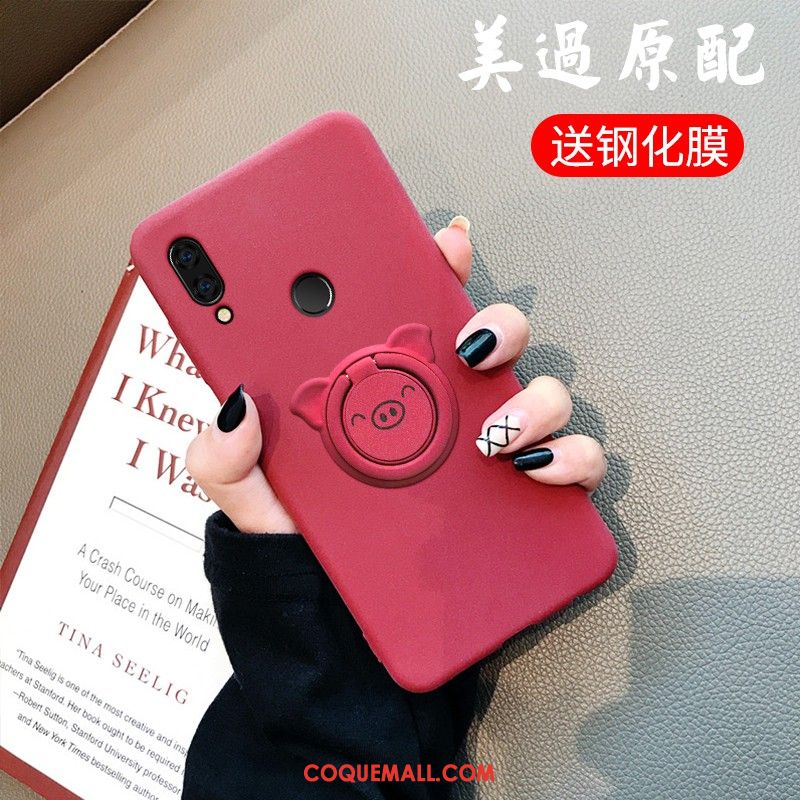 Étui Redmi Note 7 Rouge Support Incassable, Coque Redmi Note 7 Fluide Doux Téléphone Portable Beige