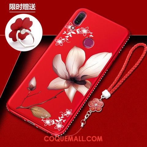 Étui Redmi Note 7 Téléphone Portable Rouge Incassable, Coque Redmi Note 7 Fluide Doux Noir Beige