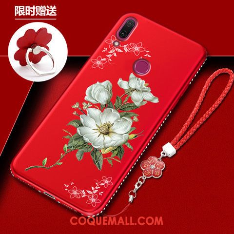 Étui Redmi Note 7 Téléphone Portable Rouge Incassable, Coque Redmi Note 7 Fluide Doux Noir Beige