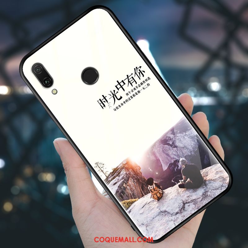 Étui Redmi Note 7 Verre Incassable Rouge, Coque Redmi Note 7 Personnalité Miroir Beige