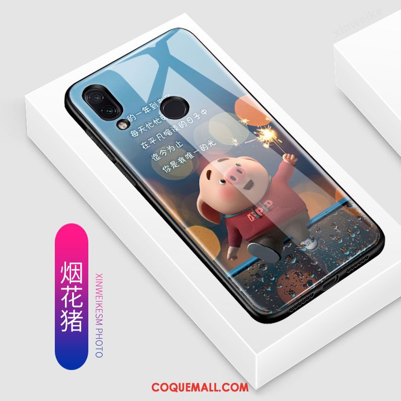 Étui Redmi Note 7 Verre Trempé Tendance Petit, Coque Redmi Note 7 Difficile Fluide Doux Braun Beige