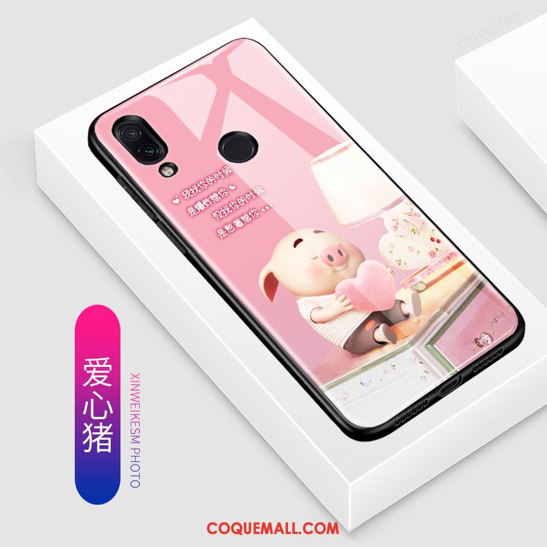 Étui Redmi Note 7 Verre Trempé Tendance Petit, Coque Redmi Note 7 Difficile Fluide Doux Braun Beige