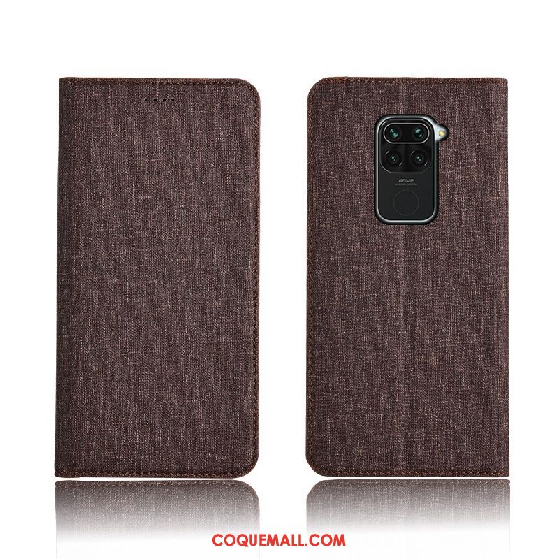 Étui Redmi Note 9 En Cuir Clamshell Fluide Doux, Coque Redmi Note 9 Téléphone Portable Rose Beige