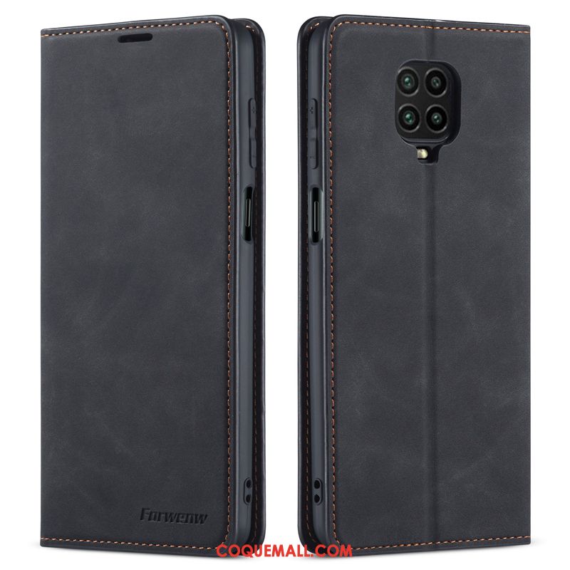 Étui Redmi Note 9 Pro En Cuir Téléphone Portable Bleu, Coque Redmi Note 9 Pro Protection Tout Compris Beige