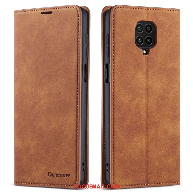 Étui Redmi Note 9 Pro En Cuir Téléphone Portable Bleu, Coque Redmi Note 9 Pro Protection Tout Compris Beige