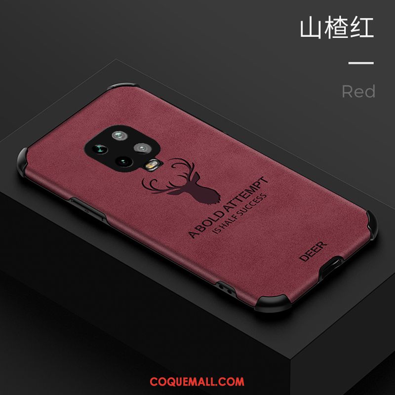 Étui Redmi Note 9 Pro Luxe Tendance Net Rouge, Coque Redmi Note 9 Pro Délavé En Daim Nouveau Beige