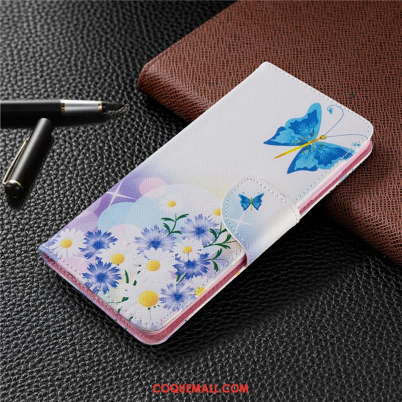 Étui Redmi Note 9 Pro Peinture Blanc Rouge, Coque Redmi Note 9 Pro Protection En Cuir Beige