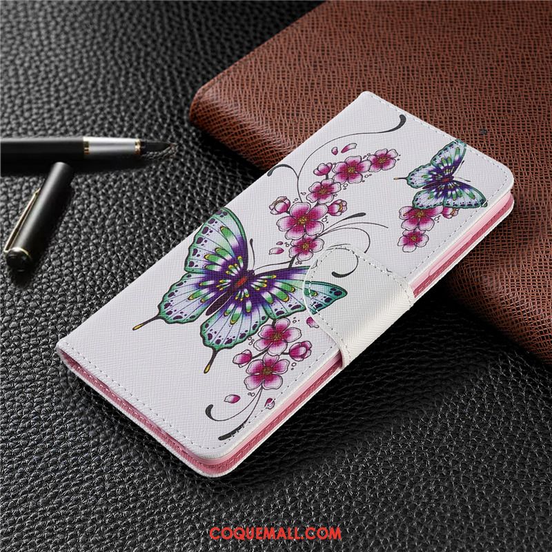 Étui Redmi Note 9 Pro Peinture Blanc Rouge, Coque Redmi Note 9 Pro Protection En Cuir Beige