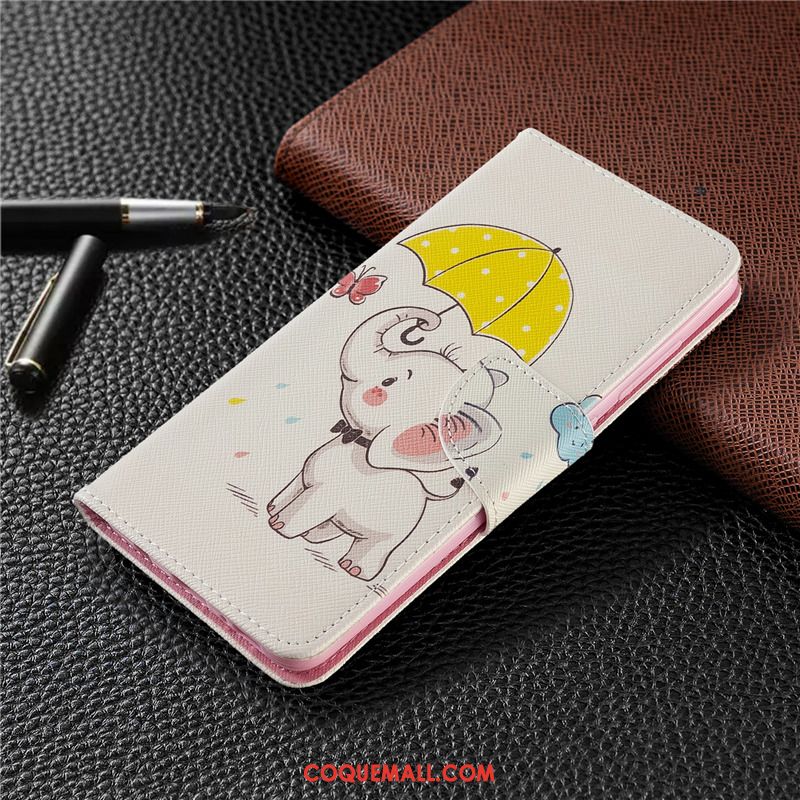 Étui Redmi Note 9 Pro Peinture Blanc Rouge, Coque Redmi Note 9 Pro Protection En Cuir Beige