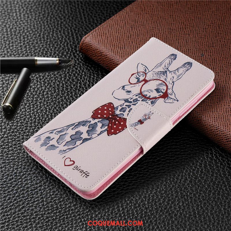 Étui Redmi Note 9 Pro Peinture Blanc Rouge, Coque Redmi Note 9 Pro Protection En Cuir Beige